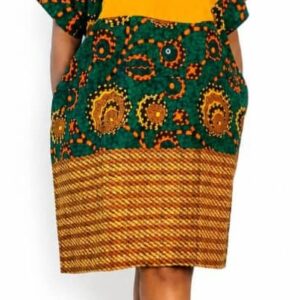 Ankara Short Bubu Dress with Asoke Trimming